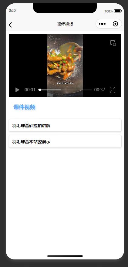 课程详情页:展示课程视频,支持在线播放对应课程