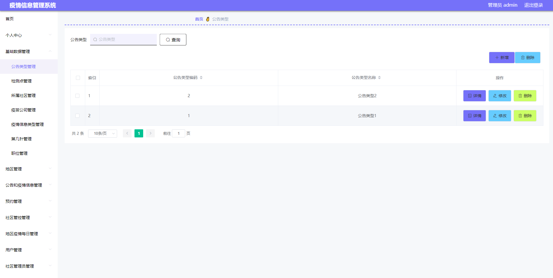 基于JAVA+SpringBoot+Vue的疫情信息管理系统 默认图片 截图 4